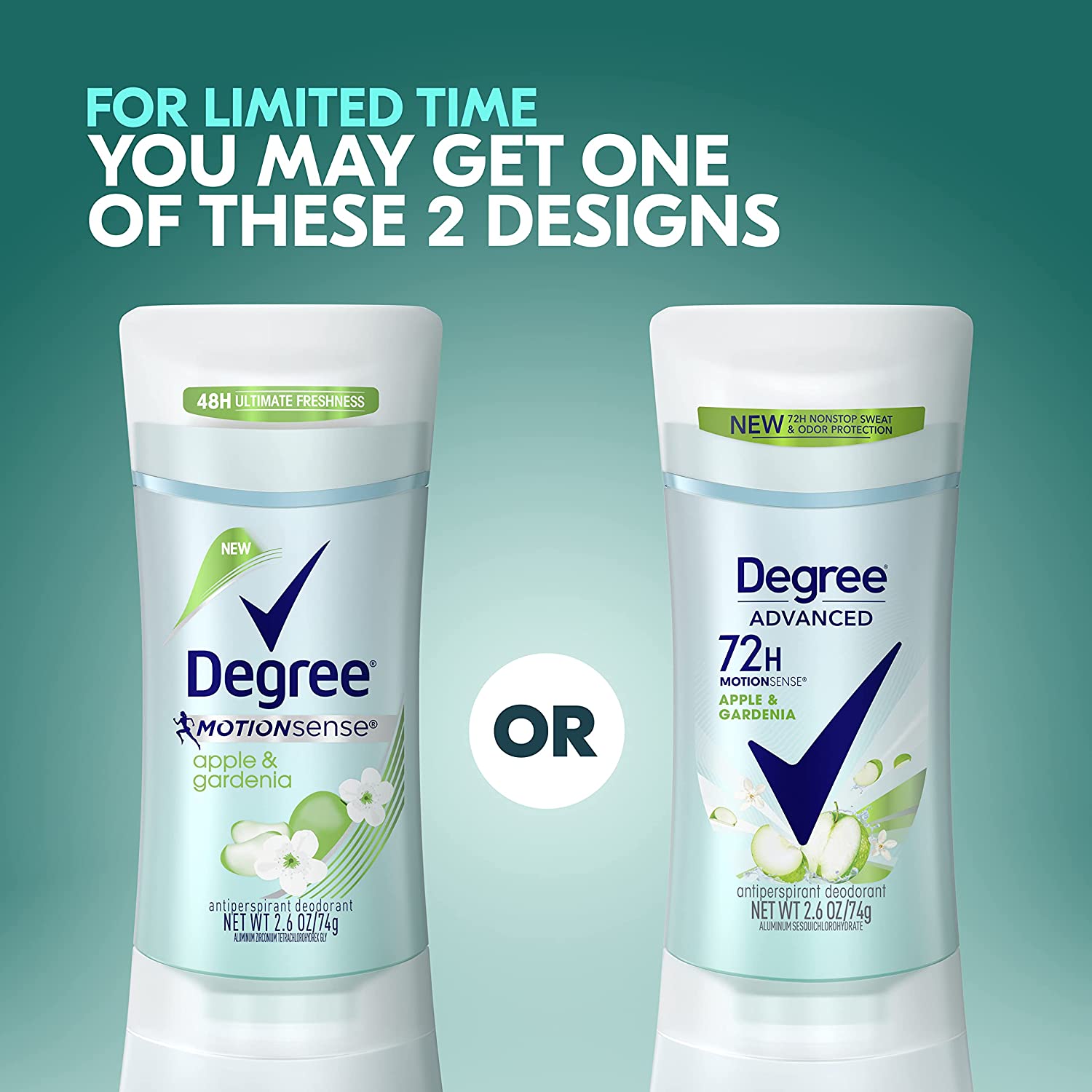 Degree Advanced Antiperspirant Deodorant 72-Hour Sweat & Odor Protection Apple & Gardenia Deodorant for Women with?MotionSense?Technology, 2.6 Ounce (Pack of 4) - Image 3